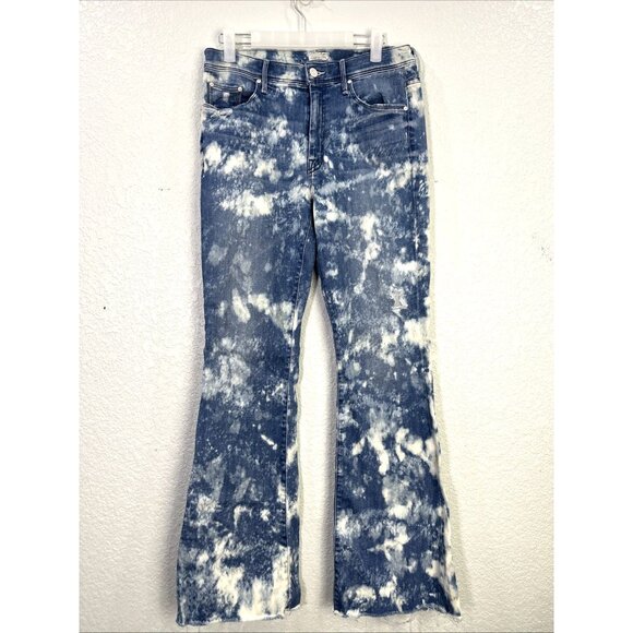 Mother Jeans The Weekender Fray Womens Sz 30 Graffiti Girl Bootcut Bleach Denim - Picture 1 of 11